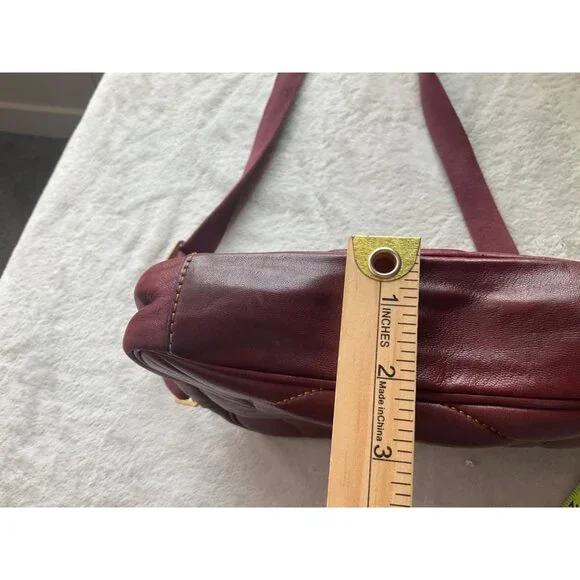 Eric Javits Burgundy Red Quilted Leather Crossbody Bag Gold hardware - Picture 7 of 14
